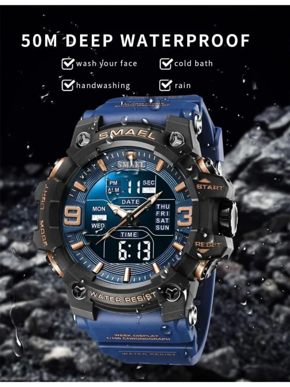 Men's Transparent Gray Analog Luminous Waterproof LED Electronic Digital Watch